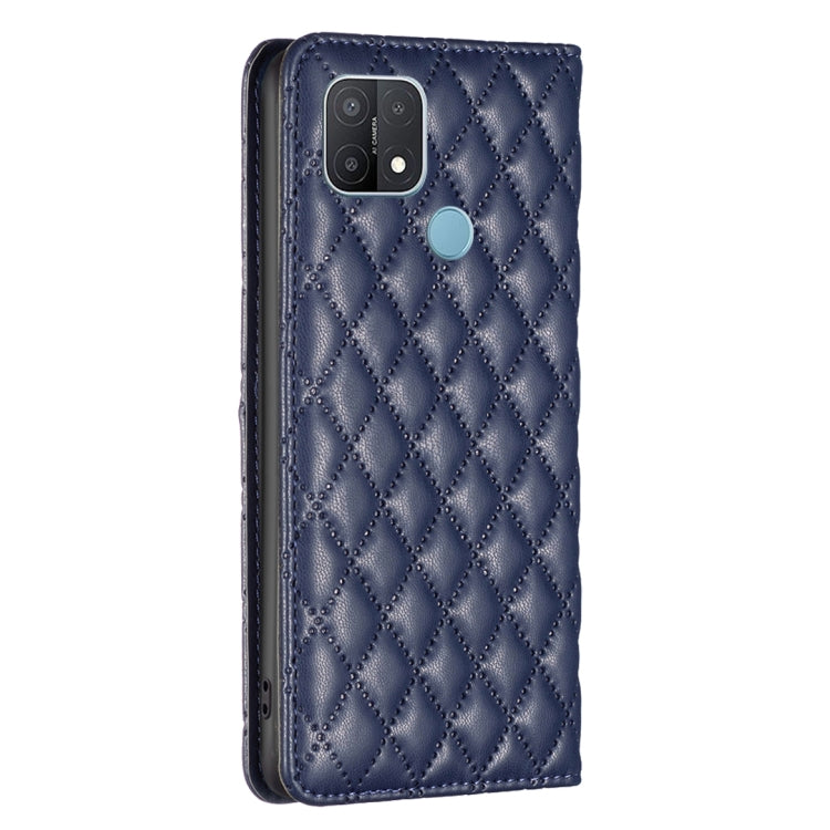 For OPPO A15 Diamond Lattice Magnetic Leather Flip Phone Case