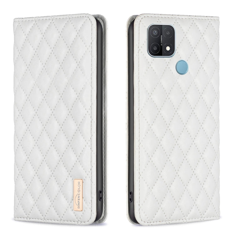 For OPPO A15 Diamond Lattice Magnetic Leather Flip Phone Case