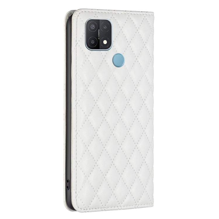 For OPPO A15 Diamond Lattice Magnetic Leather Flip Phone Case