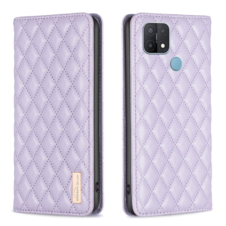 For OPPO A15 Diamond Lattice Magnetic Leather Flip Phone Case