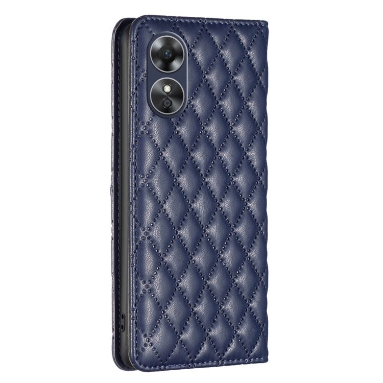 For OPPO A17 Diamond Lattice Magnetic Leather Flip Phone Case