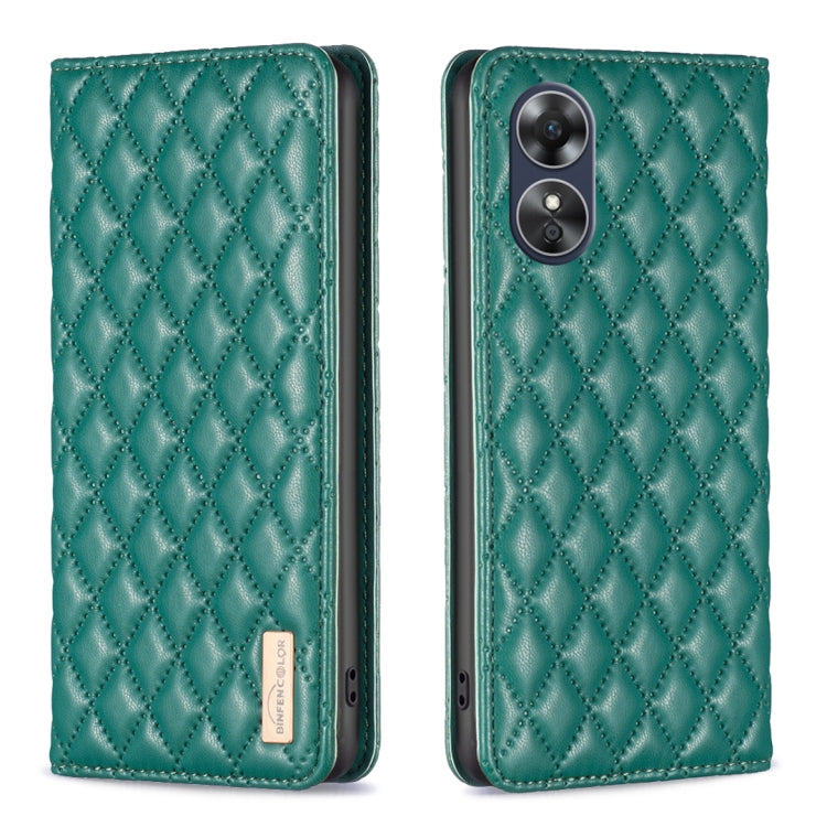 For OPPO A17 Diamond Lattice Magnetic Leather Flip Phone Case