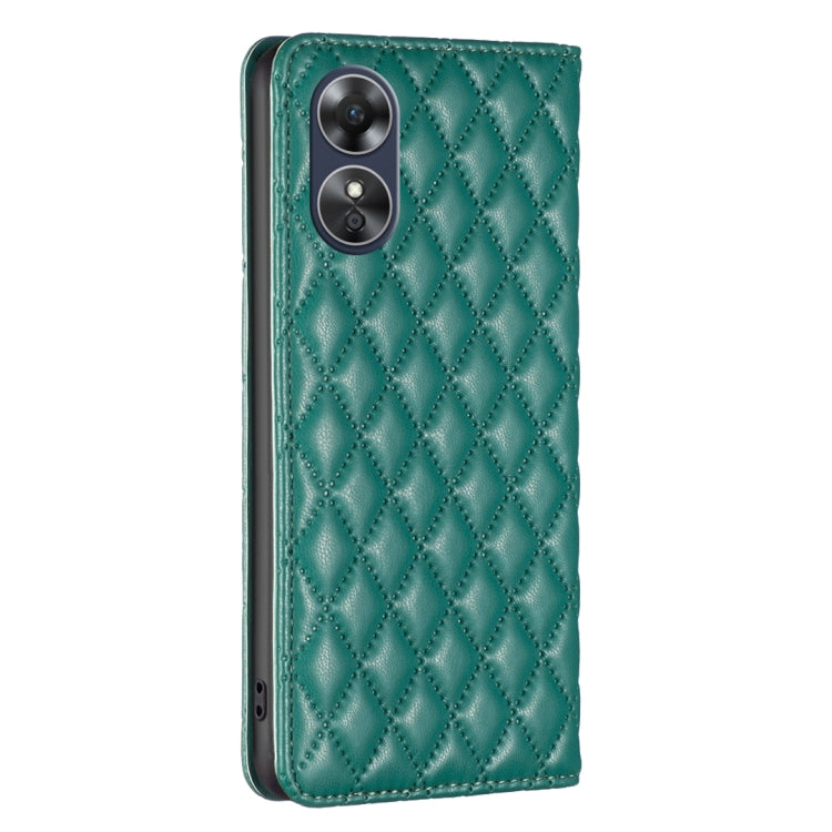 For OPPO A17 Diamond Lattice Magnetic Leather Flip Phone Case