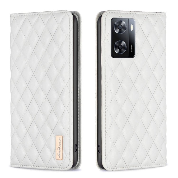 For OPPO A57 4G Diamond Lattice Magnetic Leather Flip Phone Case
