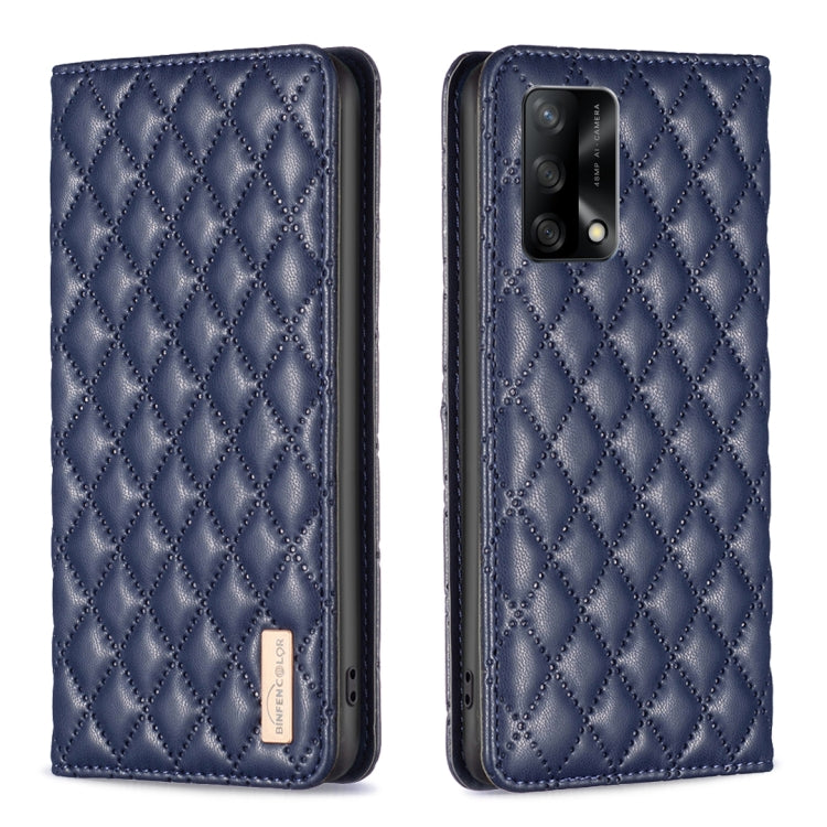 For OPPO A74 4G / F19 4G Diamond Lattice Magnetic Leather Flip Phone Case
