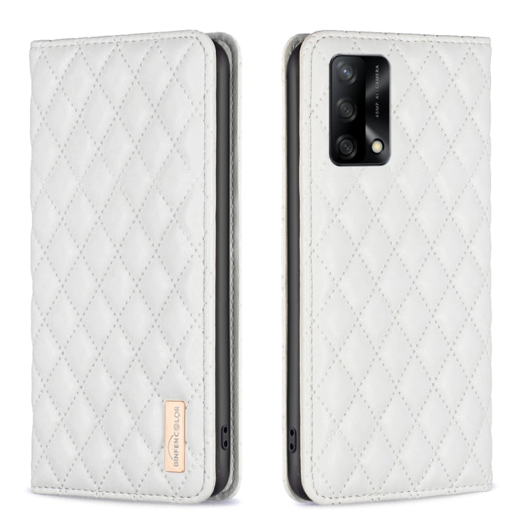 For OPPO A74 4G / F19 4G Diamond Lattice Magnetic Leather Flip Phone Case