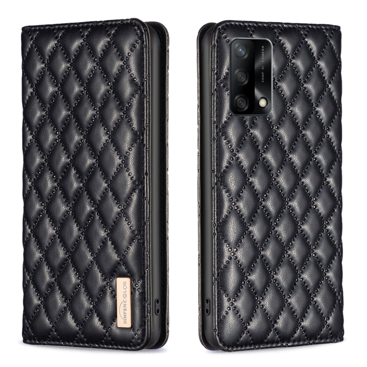 For OPPO A74 4G / F19 4G Diamond Lattice Magnetic Leather Flip Phone Case