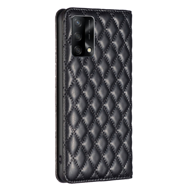 For OPPO A74 4G / F19 4G Diamond Lattice Magnetic Leather Flip Phone Case