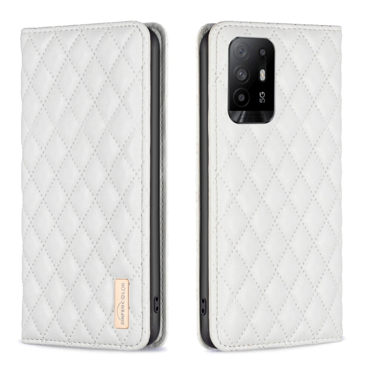 For OPPO A94 5G / F19 Pro+ Diamond Lattice Magnetic Leather Flip Phone Case