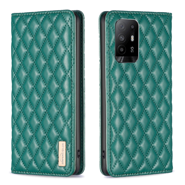 For OPPO A94 5G / F19 Pro+ Diamond Lattice Magnetic Leather Flip Phone Case