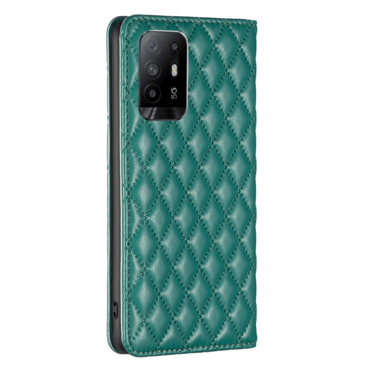 For OPPO A94 5G / F19 Pro+ Diamond Lattice Magnetic Leather Flip Phone Case
