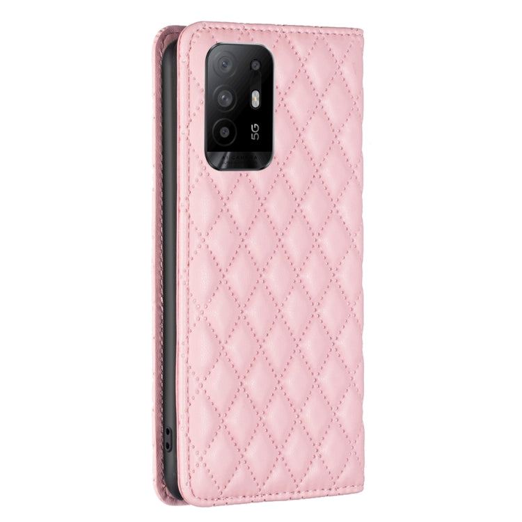 For OPPO A94 5G / F19 Pro+ Diamond Lattice Magnetic Leather Flip Phone Case