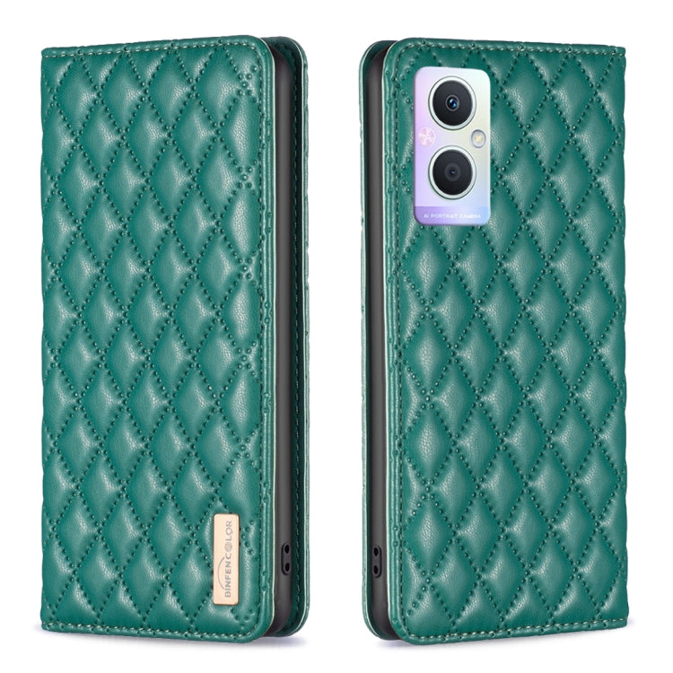 For OPPO A96 5G / Reno7 Z Diamond Lattice Magnetic Leather Flip Phone Case
