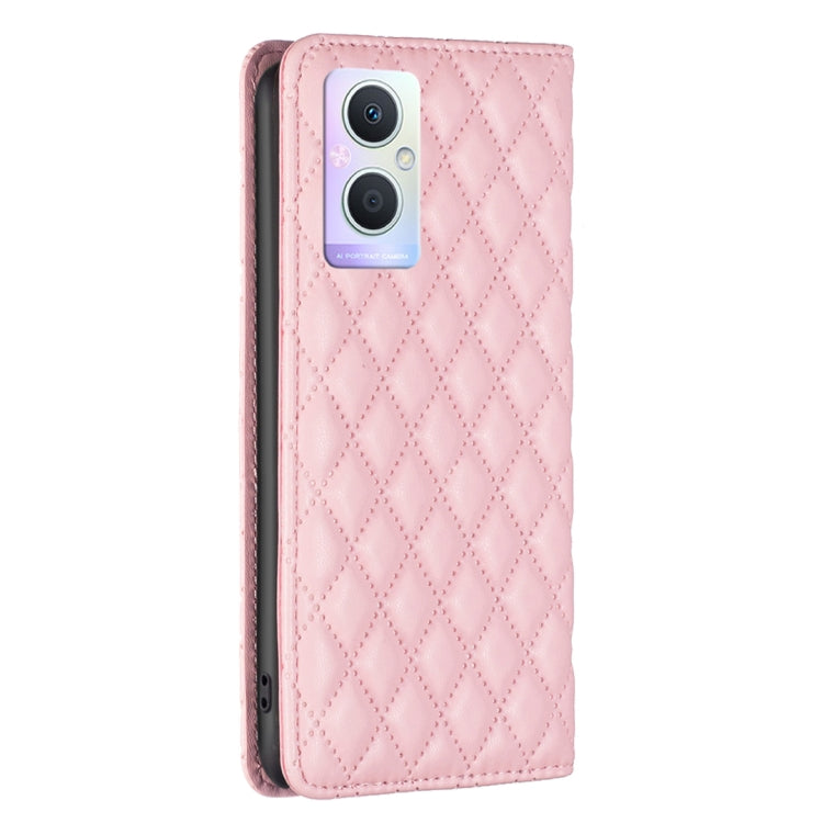 For OPPO A96 5G / Reno7 Z Diamond Lattice Magnetic Leather Flip Phone Case
