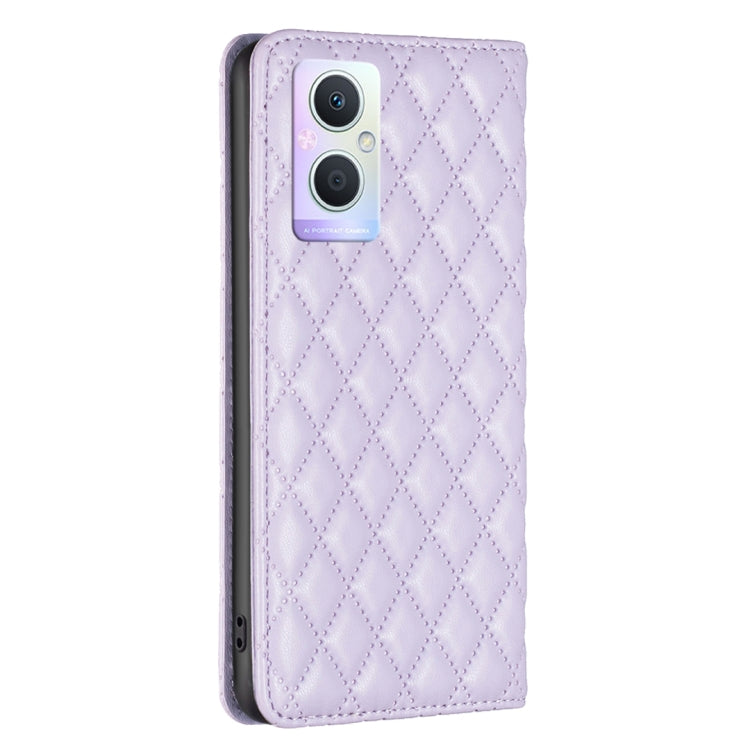 For OPPO A96 5G / Reno7 Z Diamond Lattice Magnetic Leather Flip Phone Case