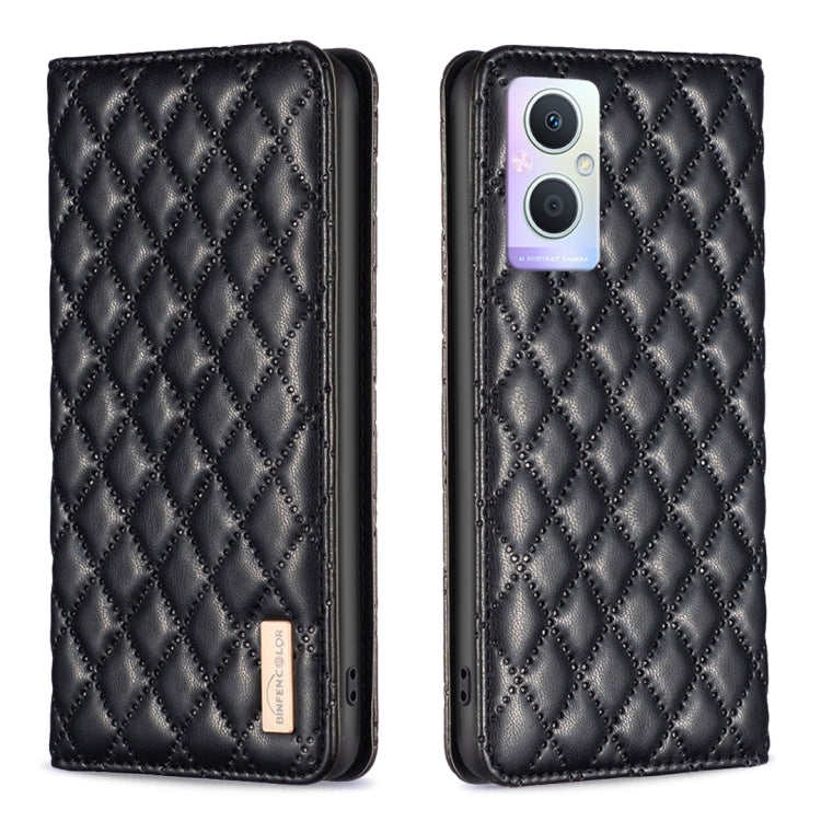 For OPPO A96 5G / Reno7 Z Diamond Lattice Magnetic Leather Flip Phone Case