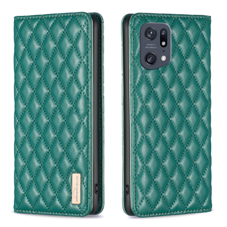 For OPPO Find X5 Pro Diamond Lattice Magnetic Leather Flip Phone Case