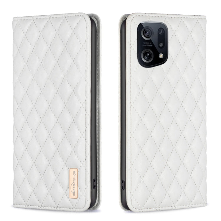 For OPPO Find X5 Diamond Lattice Magnetic Leather Flip Phone Case