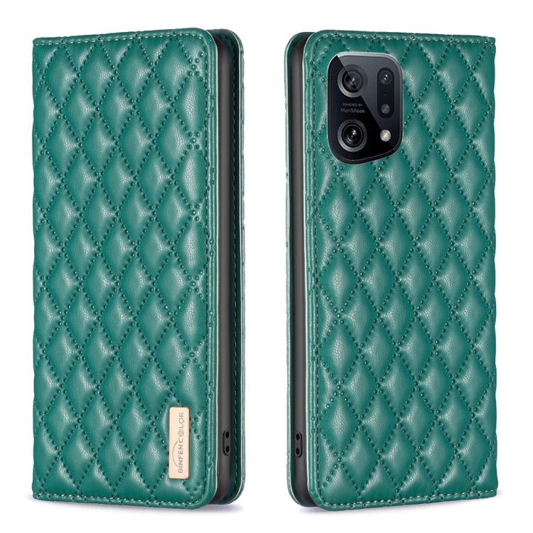 For OPPO Find X5 Diamond Lattice Magnetic Leather Flip Phone Case