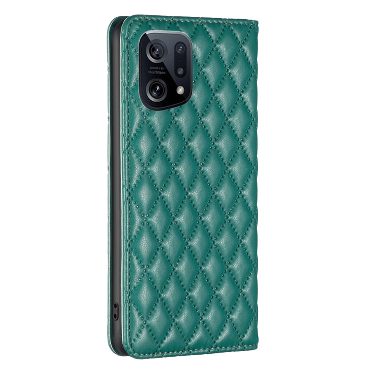 For OPPO Find X5 Diamond Lattice Magnetic Leather Flip Phone Case