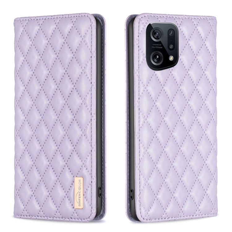 For OPPO Find X5 Diamond Lattice Magnetic Leather Flip Phone Case