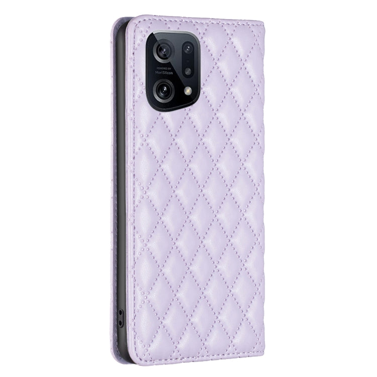 For OPPO Find X5 Diamond Lattice Magnetic Leather Flip Phone Case