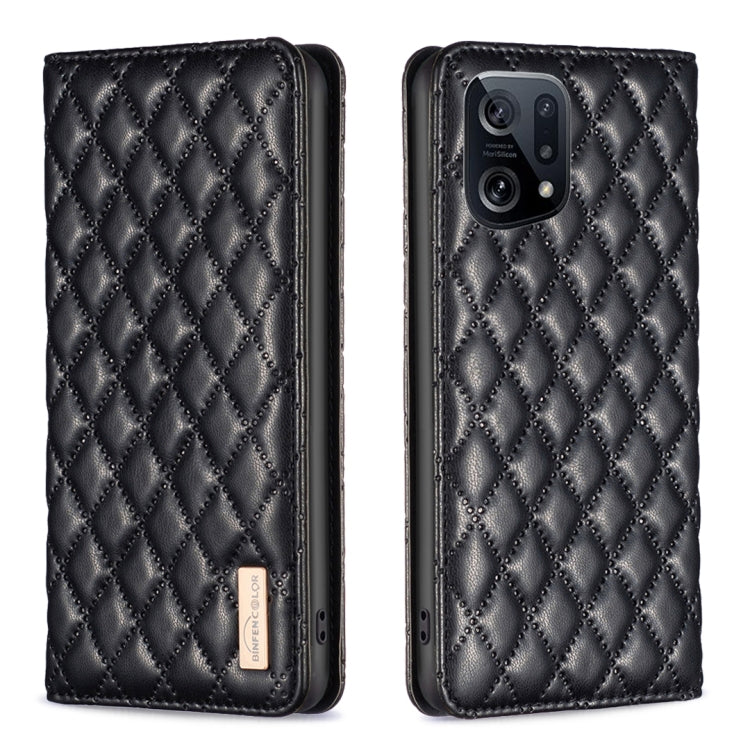 For OPPO Find X5 Diamond Lattice Magnetic Leather Flip Phone Case