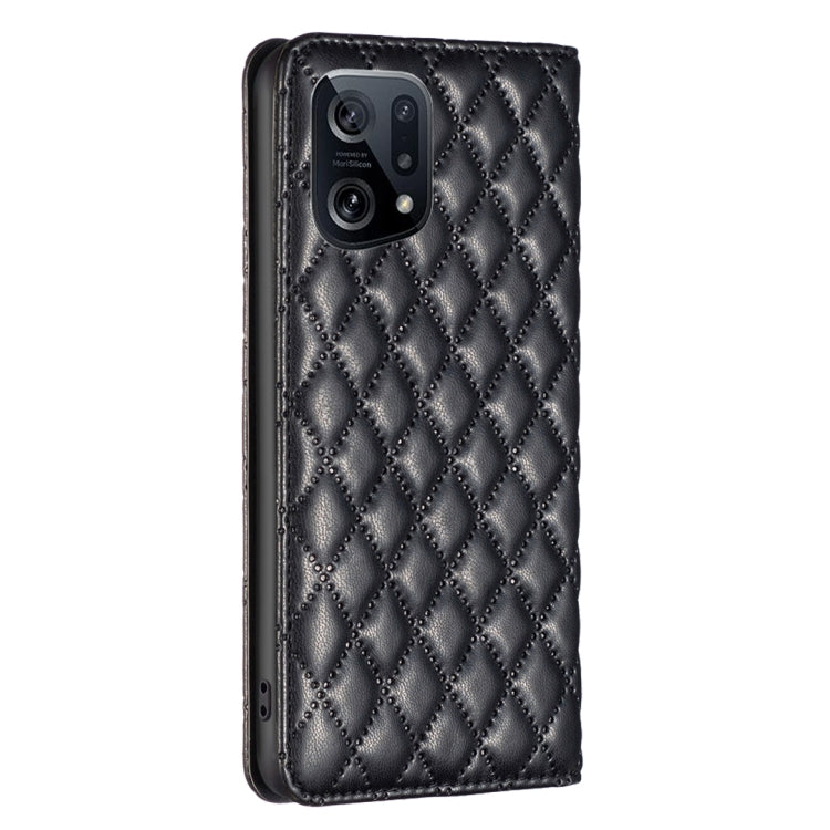 For OPPO Find X5 Diamond Lattice Magnetic Leather Flip Phone Case
