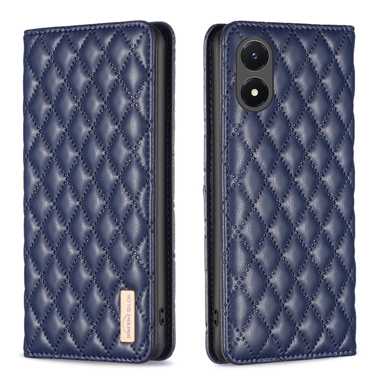 For vivo Y02s Diamond Lattice Magnetic Leather Flip Phone Case