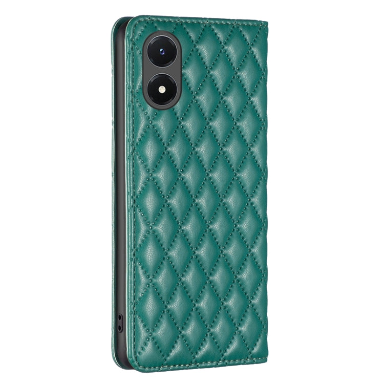For vivo Y02s Diamond Lattice Magnetic Leather Flip Phone Case