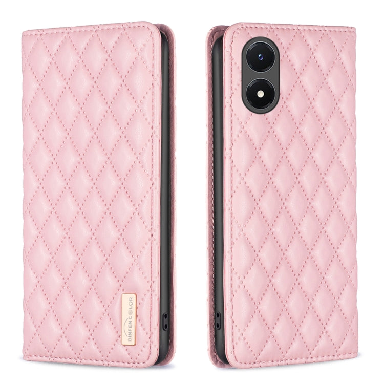 For vivo Y02s Diamond Lattice Magnetic Leather Flip Phone Case