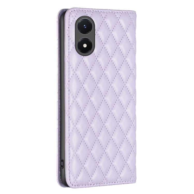 For vivo Y02s Diamond Lattice Magnetic Leather Flip Phone Case