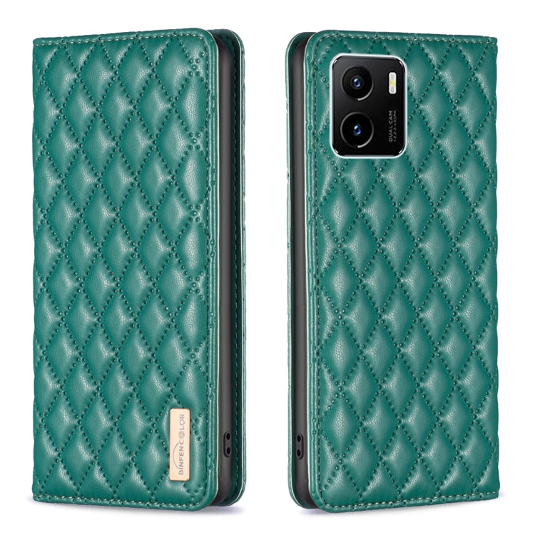 For vivo Y15s Diamond Lattice Magnetic Leather Flip Phone Case