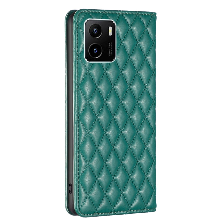 For vivo Y15s Diamond Lattice Magnetic Leather Flip Phone Case