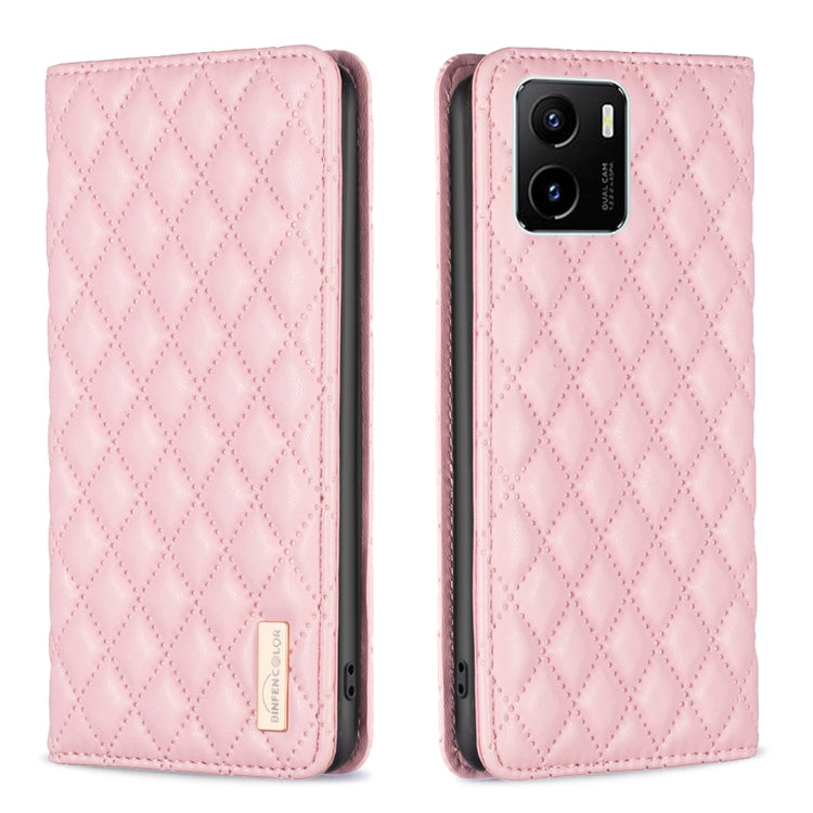 For vivo Y15s Diamond Lattice Magnetic Leather Flip Phone Case