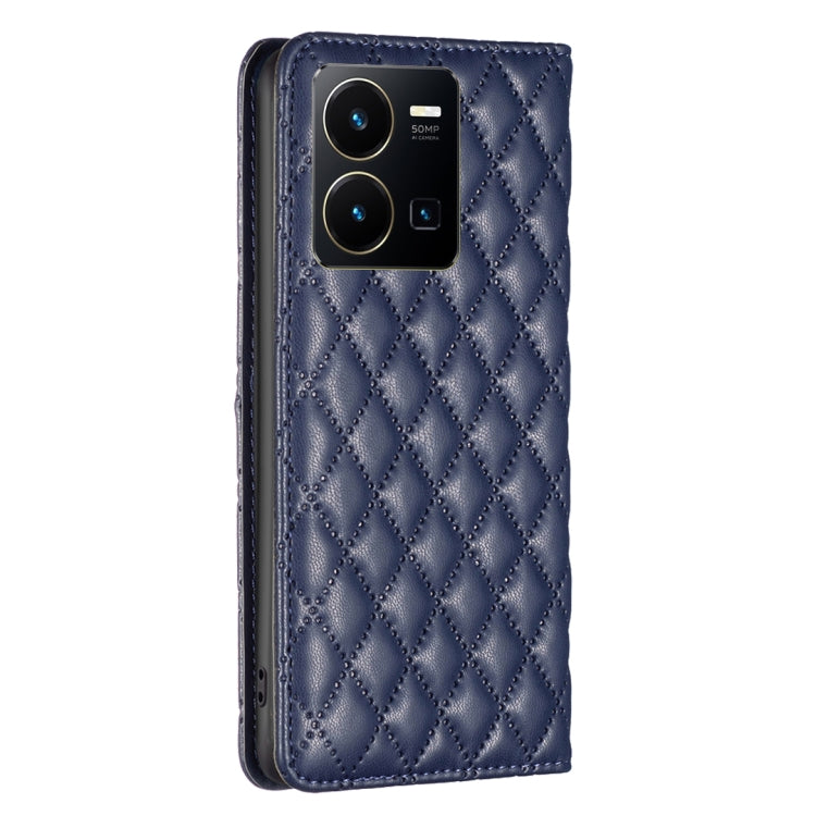 For vivo Y35 4G / Y22s Diamond Lattice Magnetic Leather Flip Phone Case