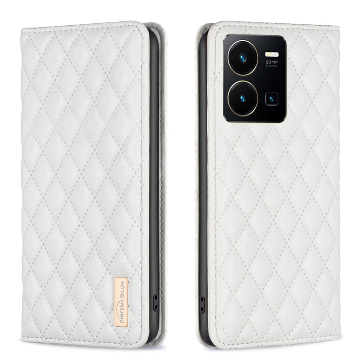 For vivo Y35 4G / Y22s Diamond Lattice Magnetic Leather Flip Phone Case