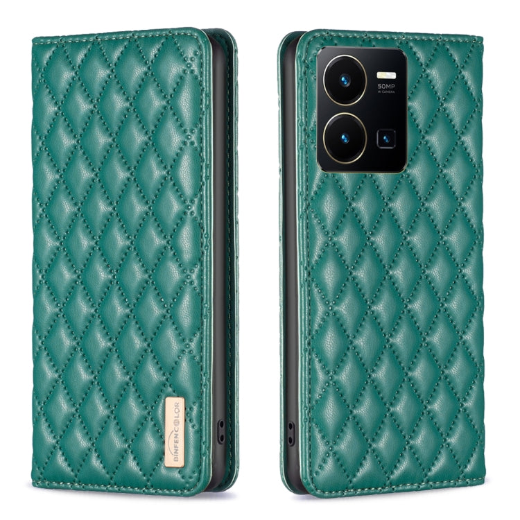 For vivo Y35 4G / Y22s Diamond Lattice Magnetic Leather Flip Phone Case