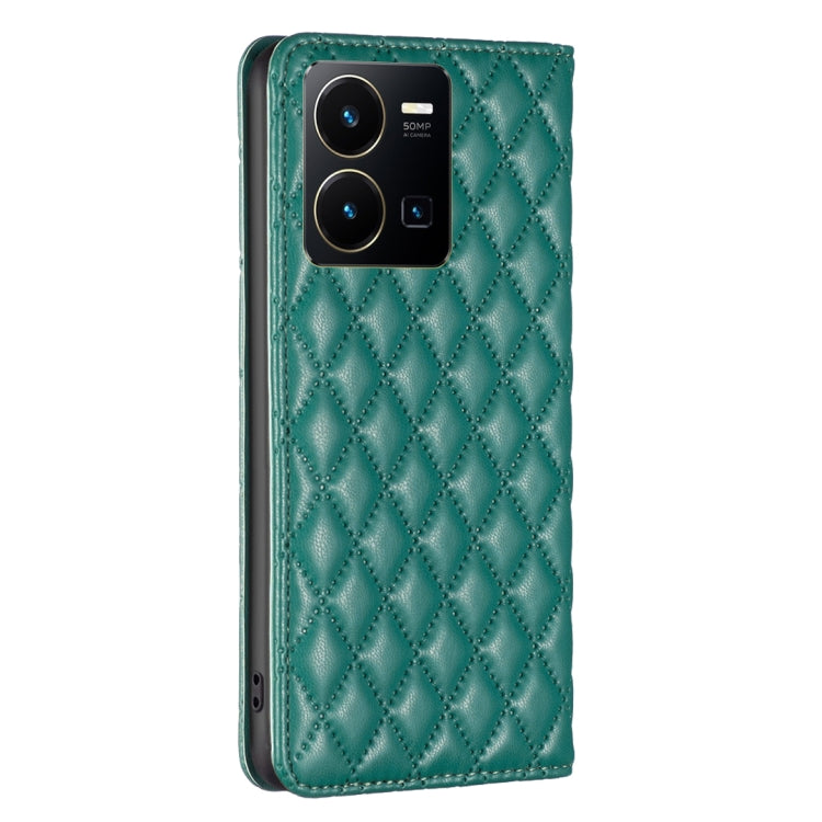 For vivo Y35 4G / Y22s Diamond Lattice Magnetic Leather Flip Phone Case
