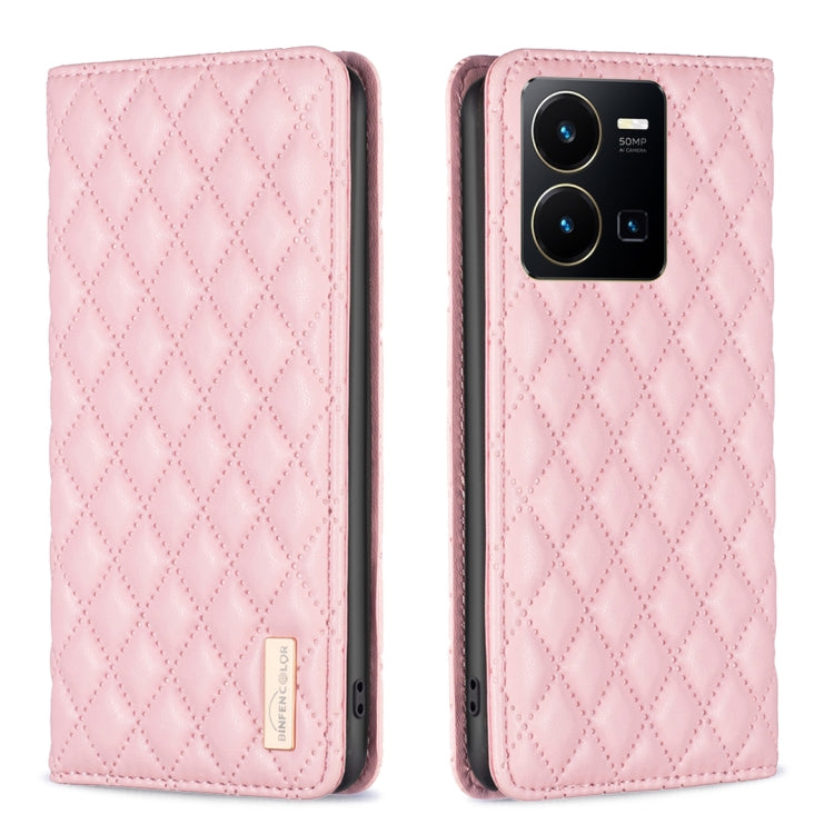 For vivo Y35 4G / Y22s Diamond Lattice Magnetic Leather Flip Phone Case