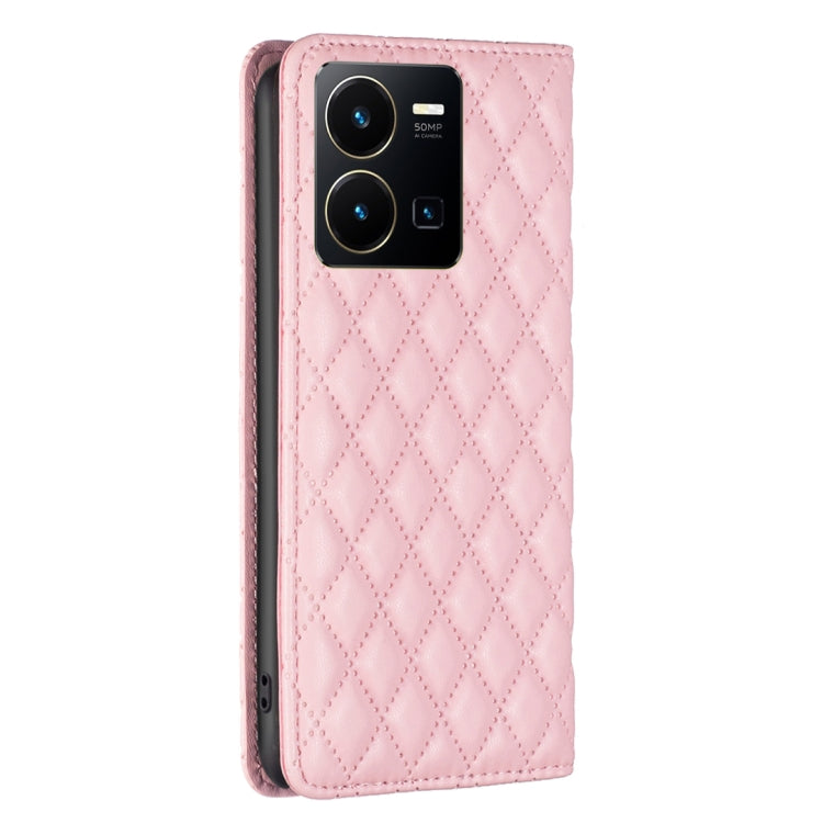 For vivo Y35 4G / Y22s Diamond Lattice Magnetic Leather Flip Phone Case