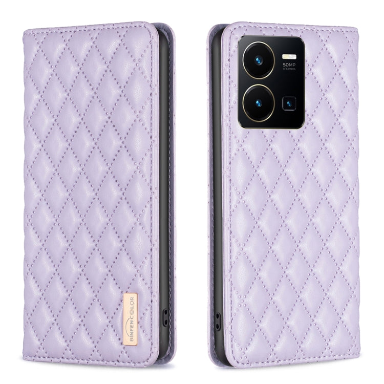For vivo Y35 4G / Y22s Diamond Lattice Magnetic Leather Flip Phone Case