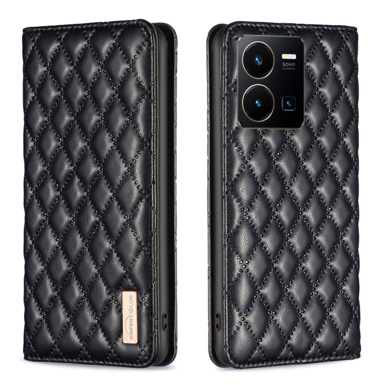 For vivo Y35 4G / Y22s Diamond Lattice Magnetic Leather Flip Phone Case