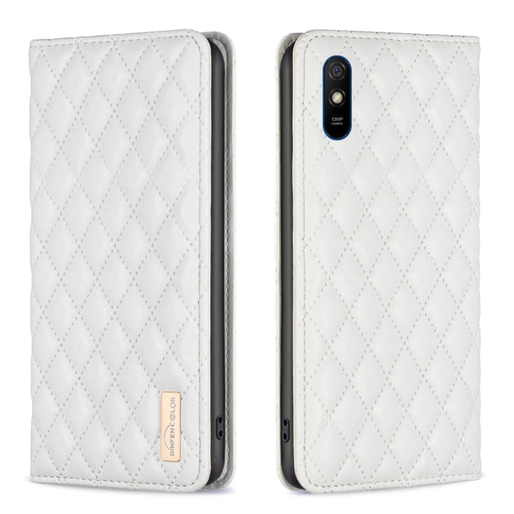 For Xiaomi Redmi 9A Diamond Lattice Magnetic Leather Flip Phone Case