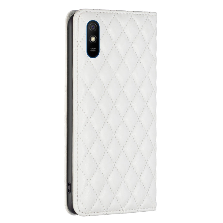 For Xiaomi Redmi 9A Diamond Lattice Magnetic Leather Flip Phone Case