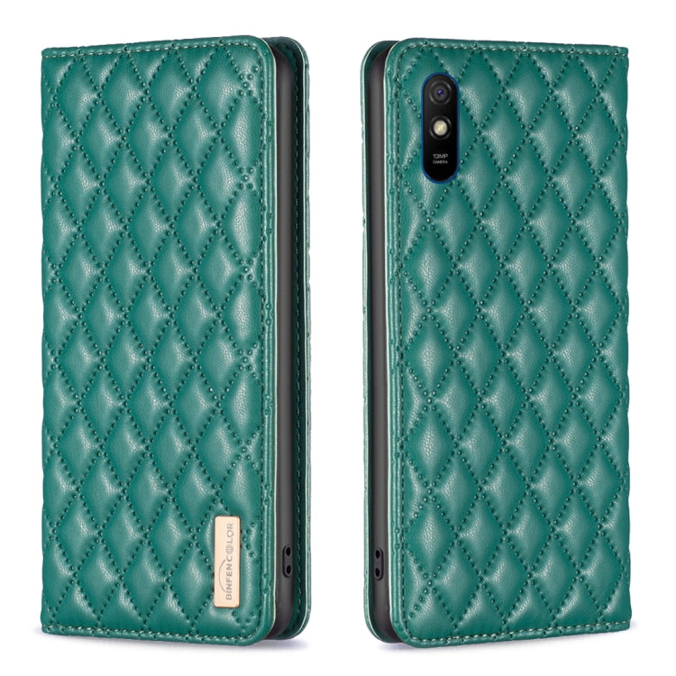 For Xiaomi Redmi 9A Diamond Lattice Magnetic Leather Flip Phone Case