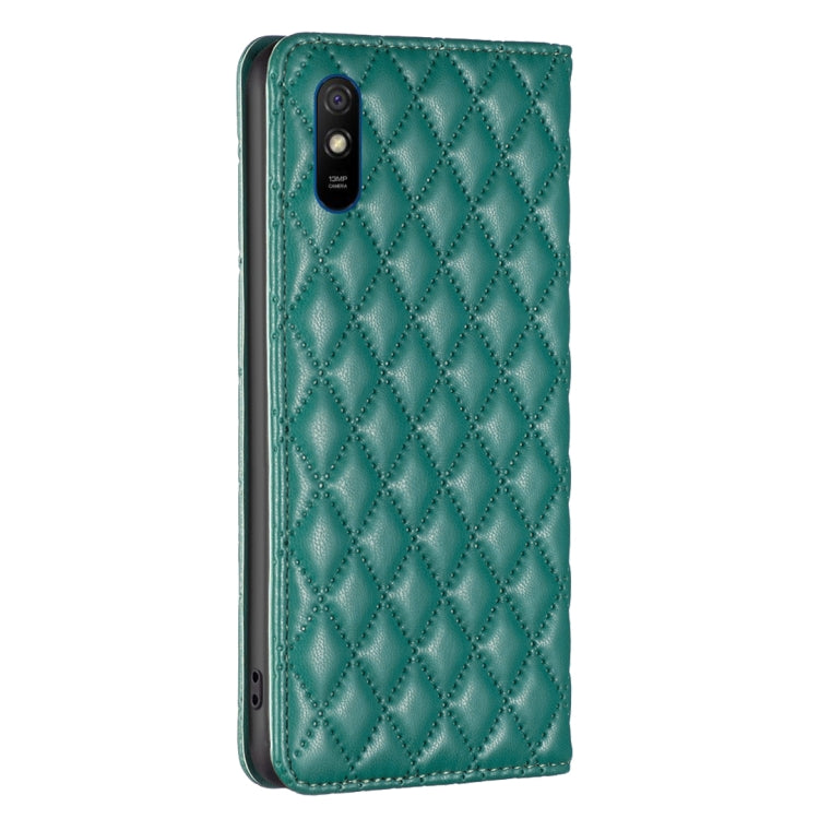For Xiaomi Redmi 9A Diamond Lattice Magnetic Leather Flip Phone Case