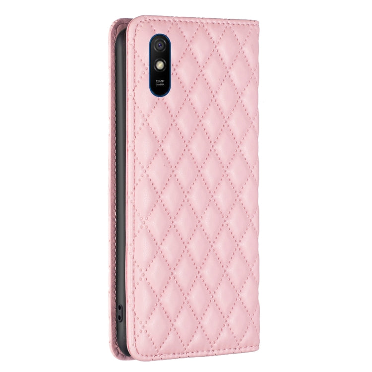 For Xiaomi Redmi 9A Diamond Lattice Magnetic Leather Flip Phone Case