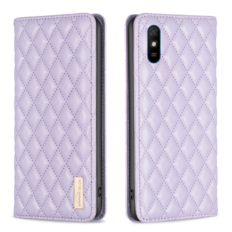 For Xiaomi Redmi 9A Diamond Lattice Magnetic Leather Flip Phone Case
