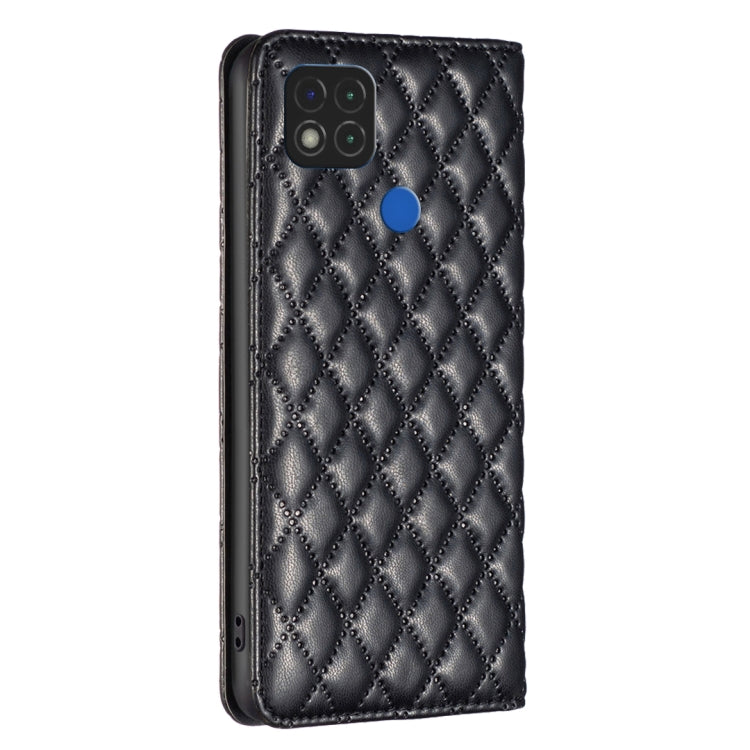 For Xiaomi Redmi 9C / 10A / Poco C31 Diamond Lattice Magnetic Leather Flip Phone Case